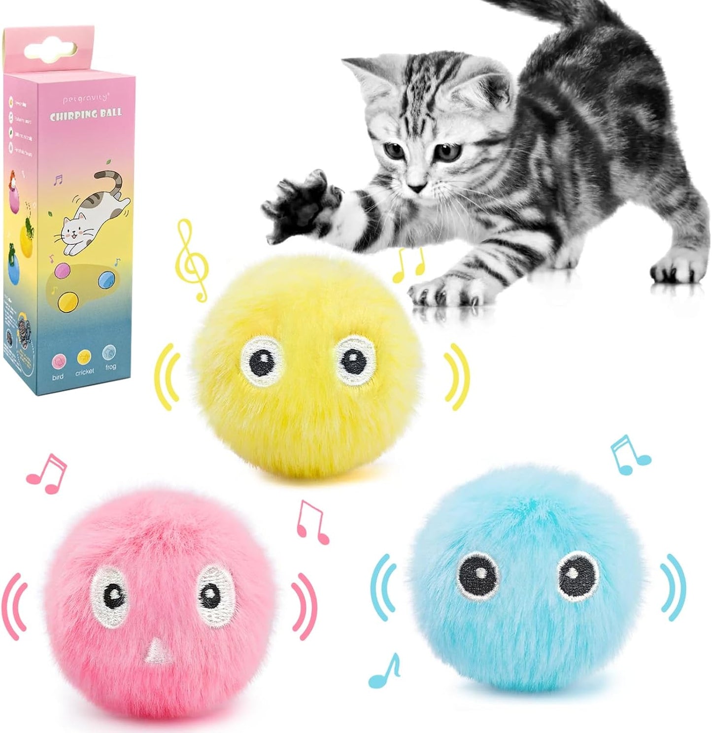Plush Ball Cat Toy with Real Animal Sounds