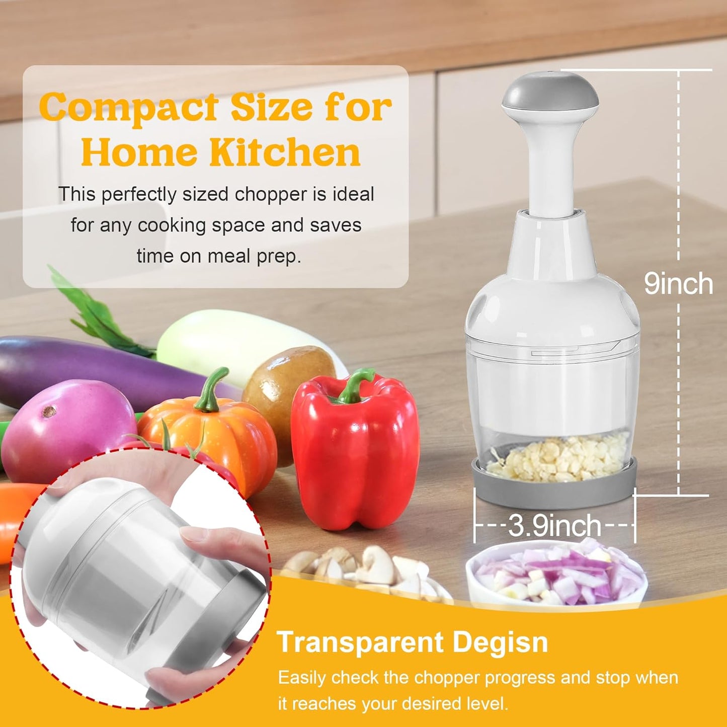 Vegetable Hand Press Chopper With Free Container