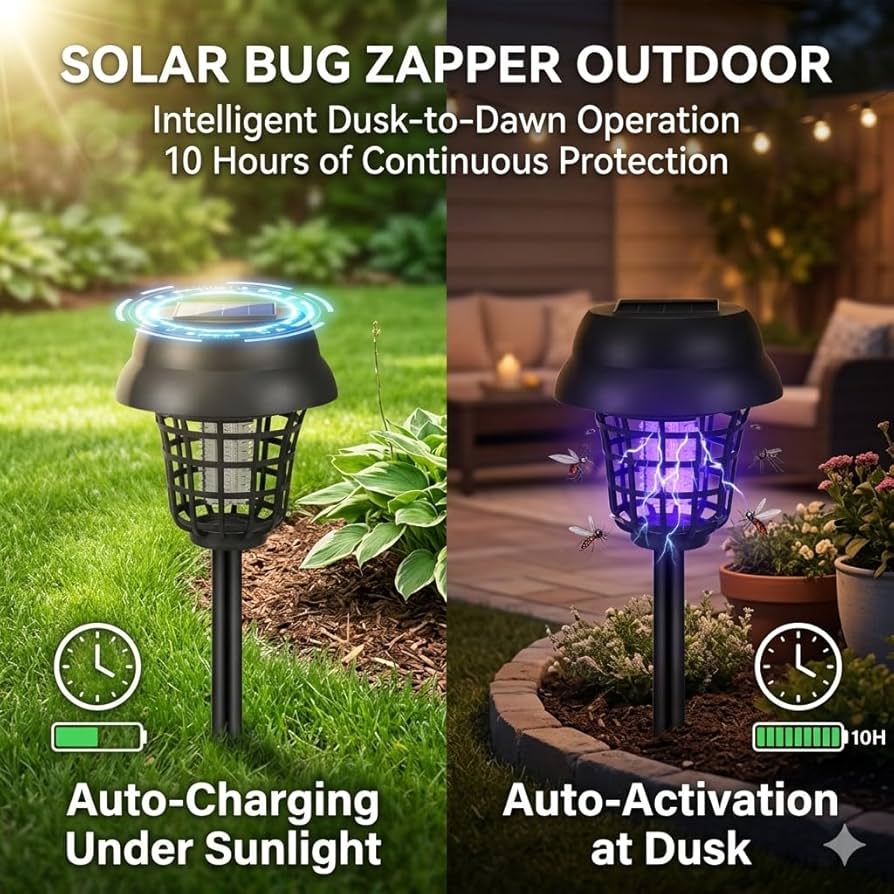 Solar Bug Zapper Waterproof Mosquito Killer Light