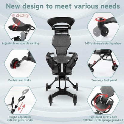 Lightweight Foldable Baby Stroller – Compact, Travel-Friendly, with Recline & Large Storage