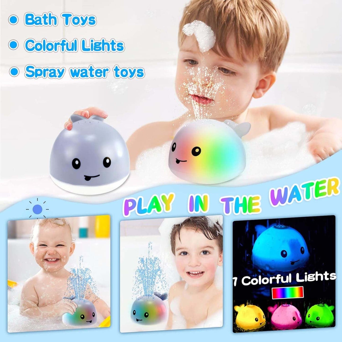 Magical LED Whale Bath Sprinkler Toy