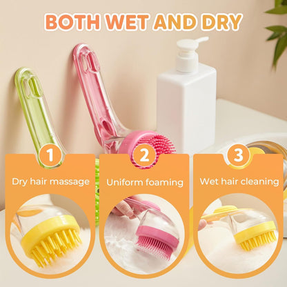 Pet Massager Soap Dispenser Brush With Handle