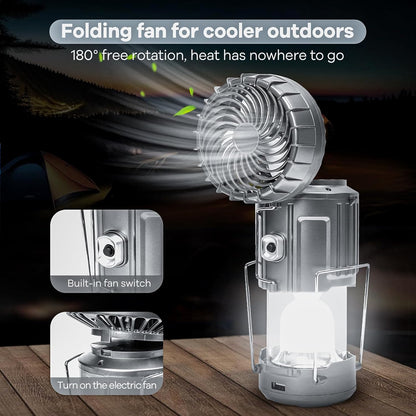 Solar Lamp With Fan And Powerbank