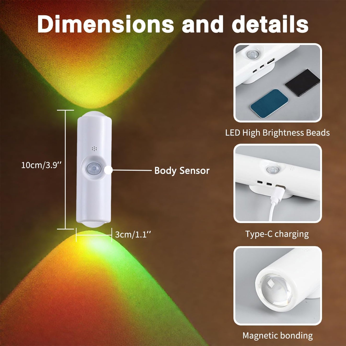 Body Sensor Magnetic Colorful Gradient LED Lamp