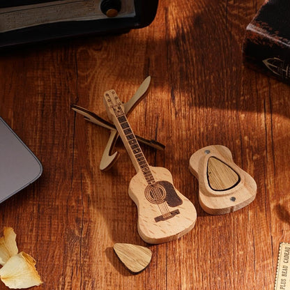 Mini Wooden Guitar Pick Case