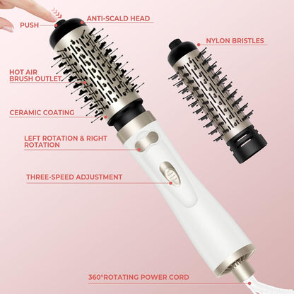 Rotating 2-in-1 Hair Dryer & Curling Iron Brush