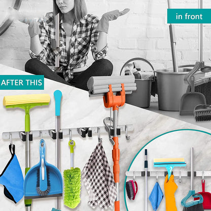 Wall Mounted Stainless Steel Mop Broom Holder