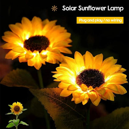 Waterproof Solar Sunflower Garden Lights (Pack Of 2)