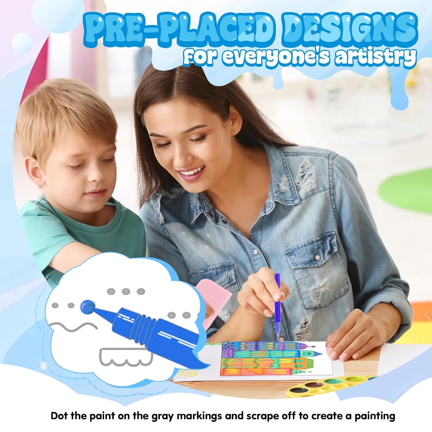 Magic Rainbow Scratch Art & Dot Painting For Kids