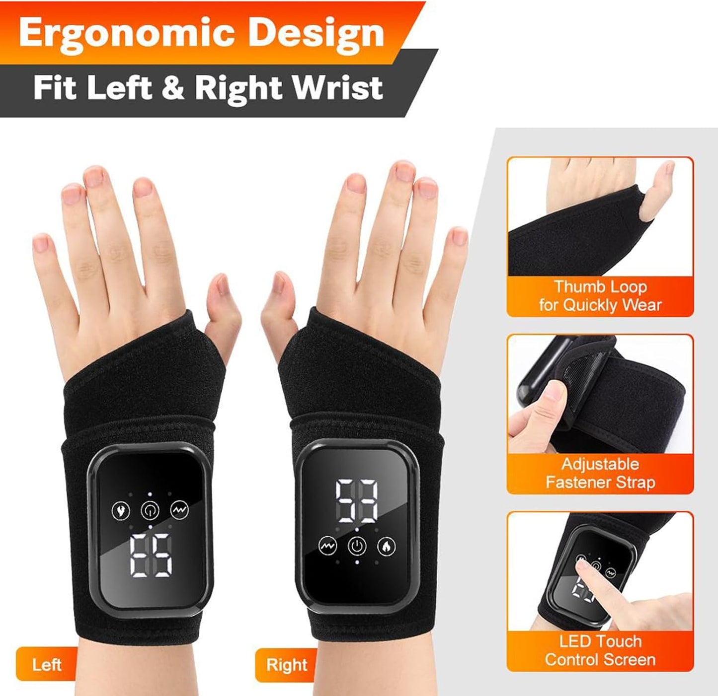 Rechargeable Heating Wrist Massager for Pain Relief
