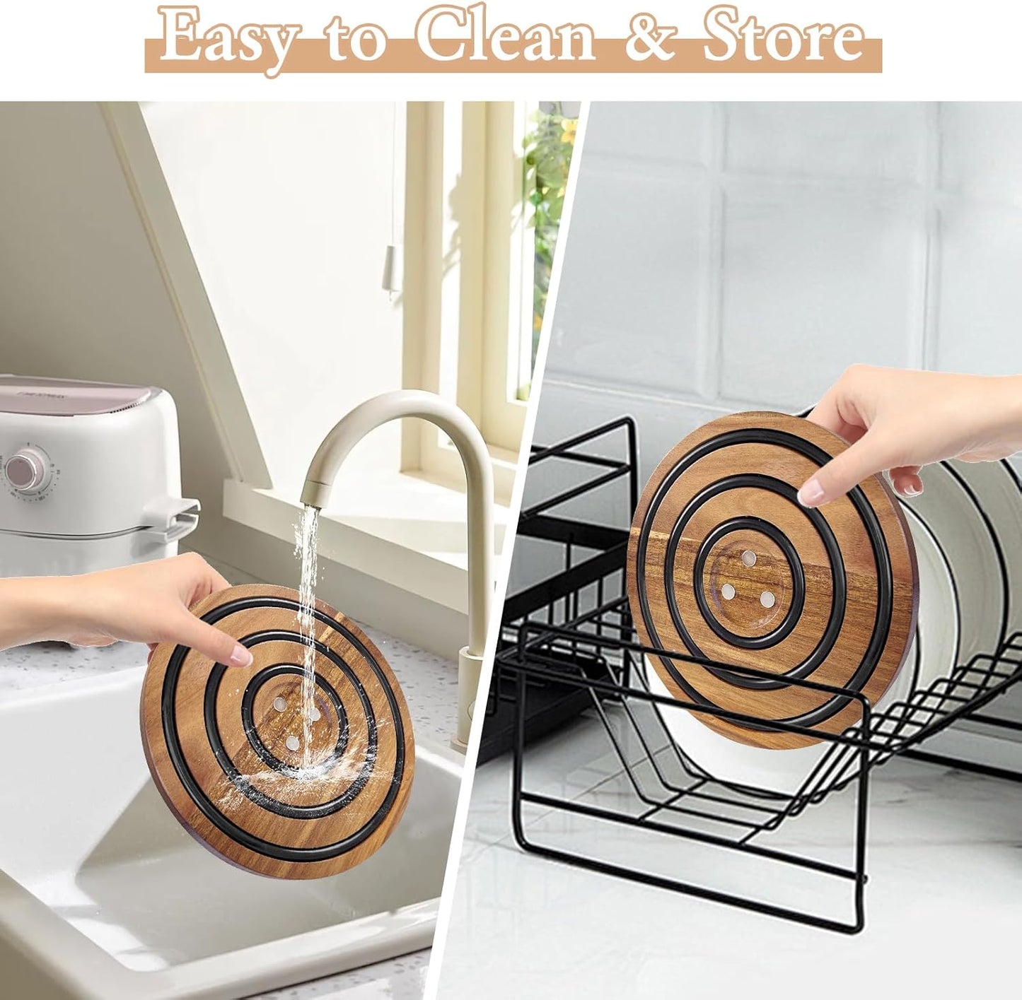Magnetic Wooden Trivet for Hot Dishes