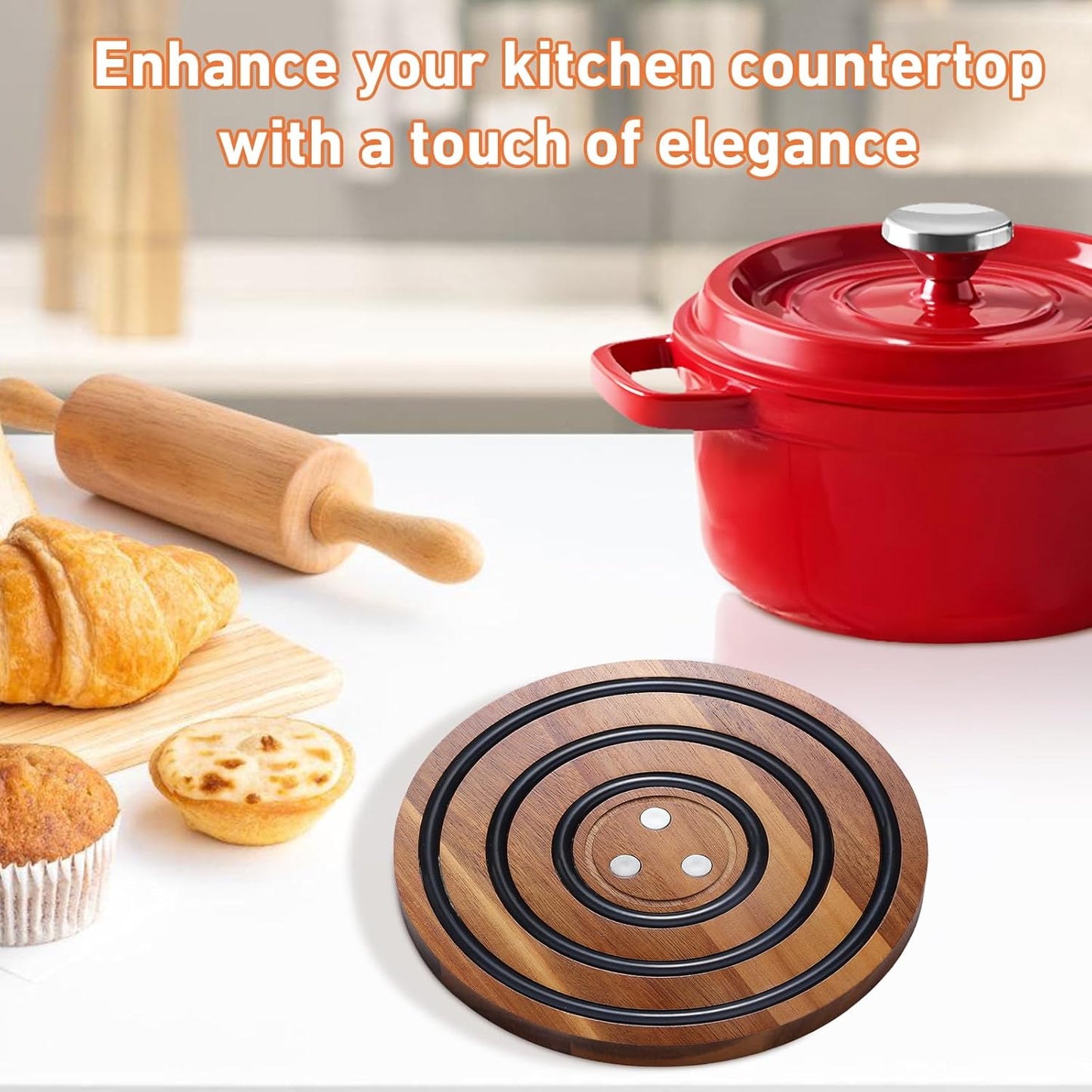 Magnetic Wooden Trivet for Hot Dishes