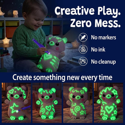 UV Light-Drawing Plush Animal Toy with Magical Pen