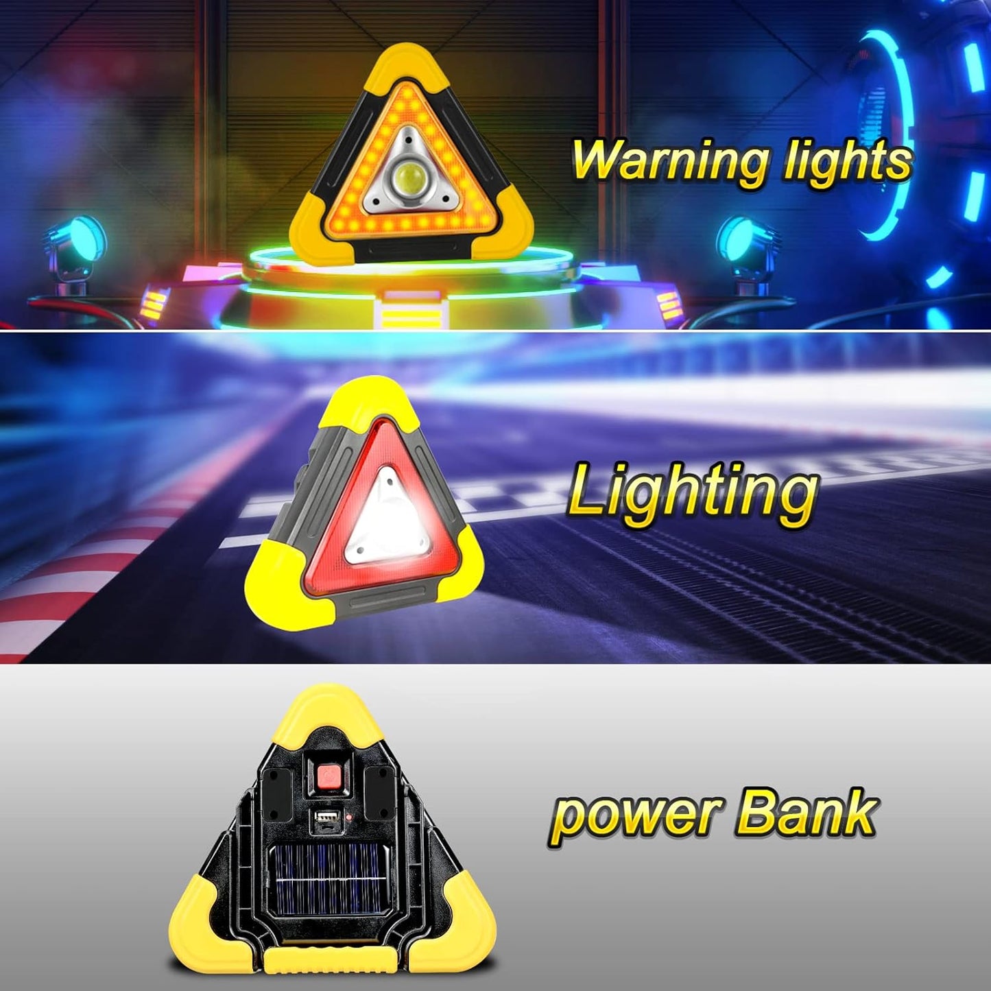 Solar LED Emergency Triangle – Safety Light for Vehicles