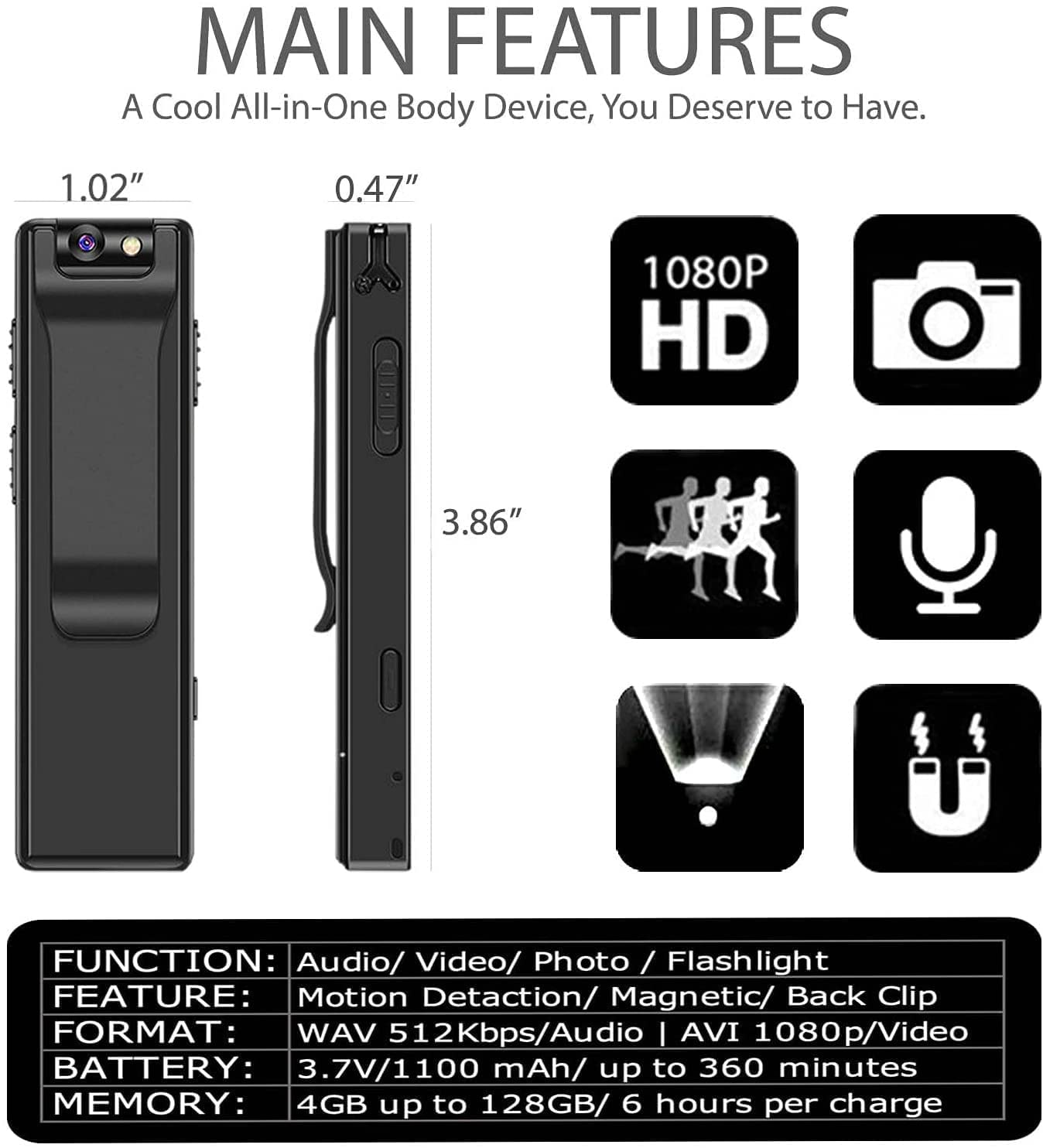 2k HD Body Camera