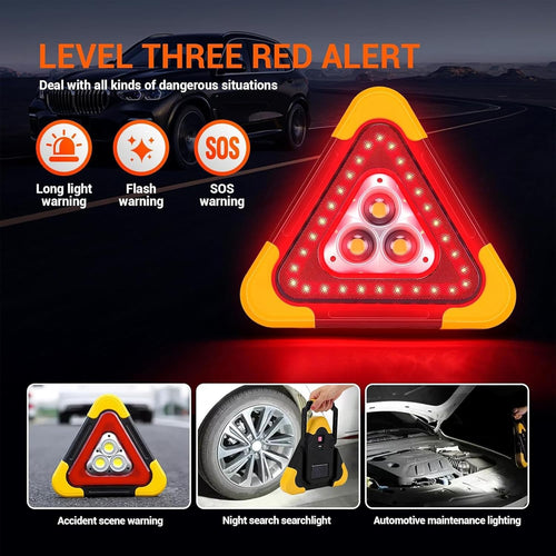 Solar LED Emergency Triangle – Safety Light for Vehicles