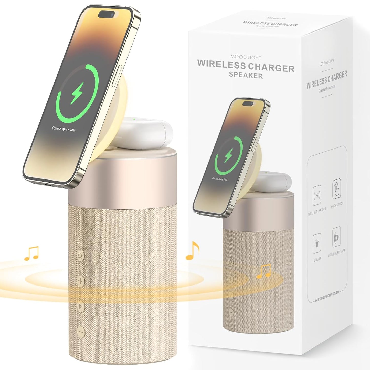 4-in-1 Bluetooth Speaker & Wireless Charger With Night Light