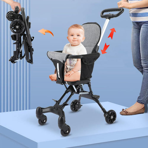 Lightweight Foldable Baby Stroller – Compact, Travel-Friendly, with Recline & Large Storage