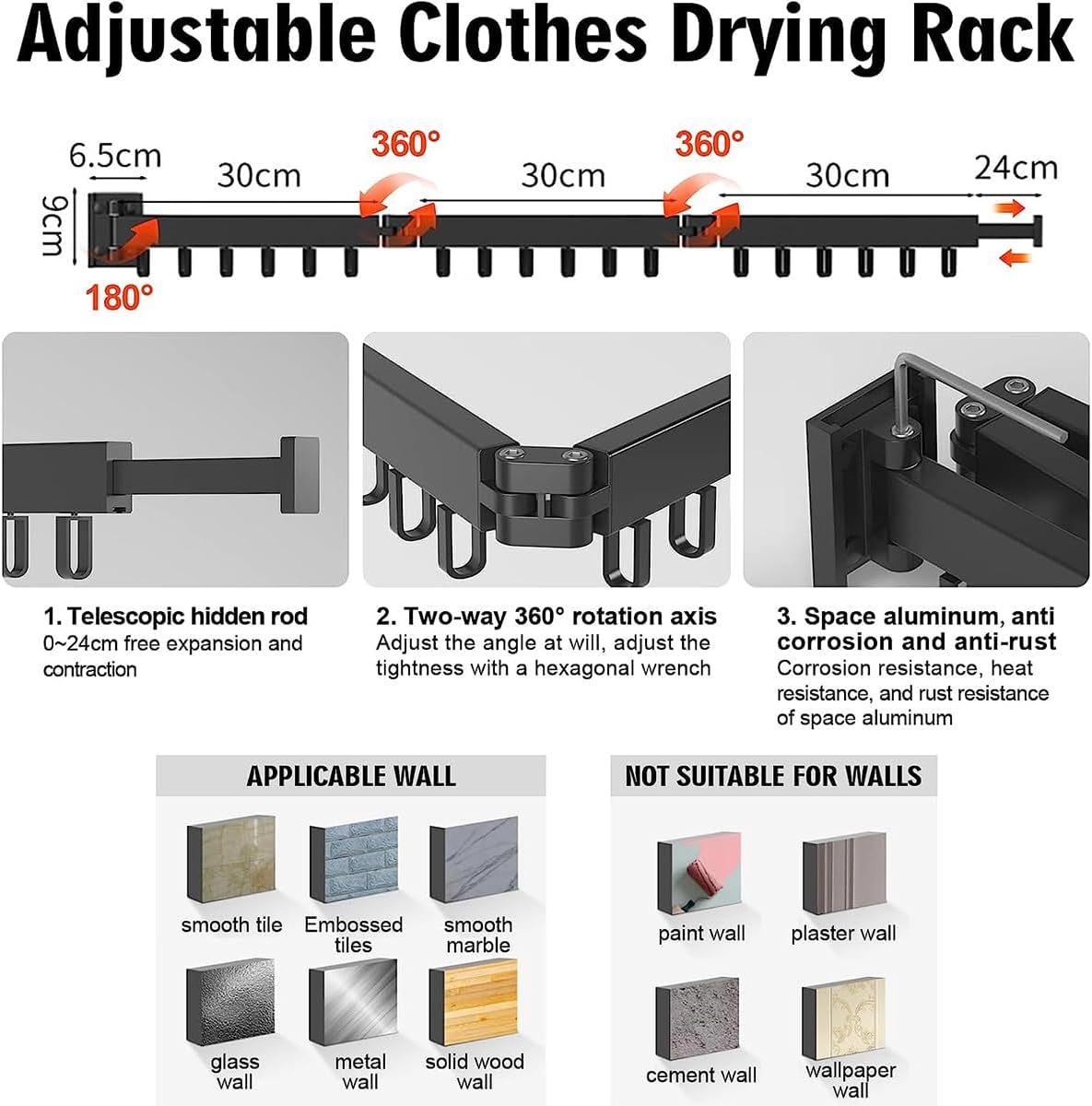 Wall Mounted Retractable Drying Rack