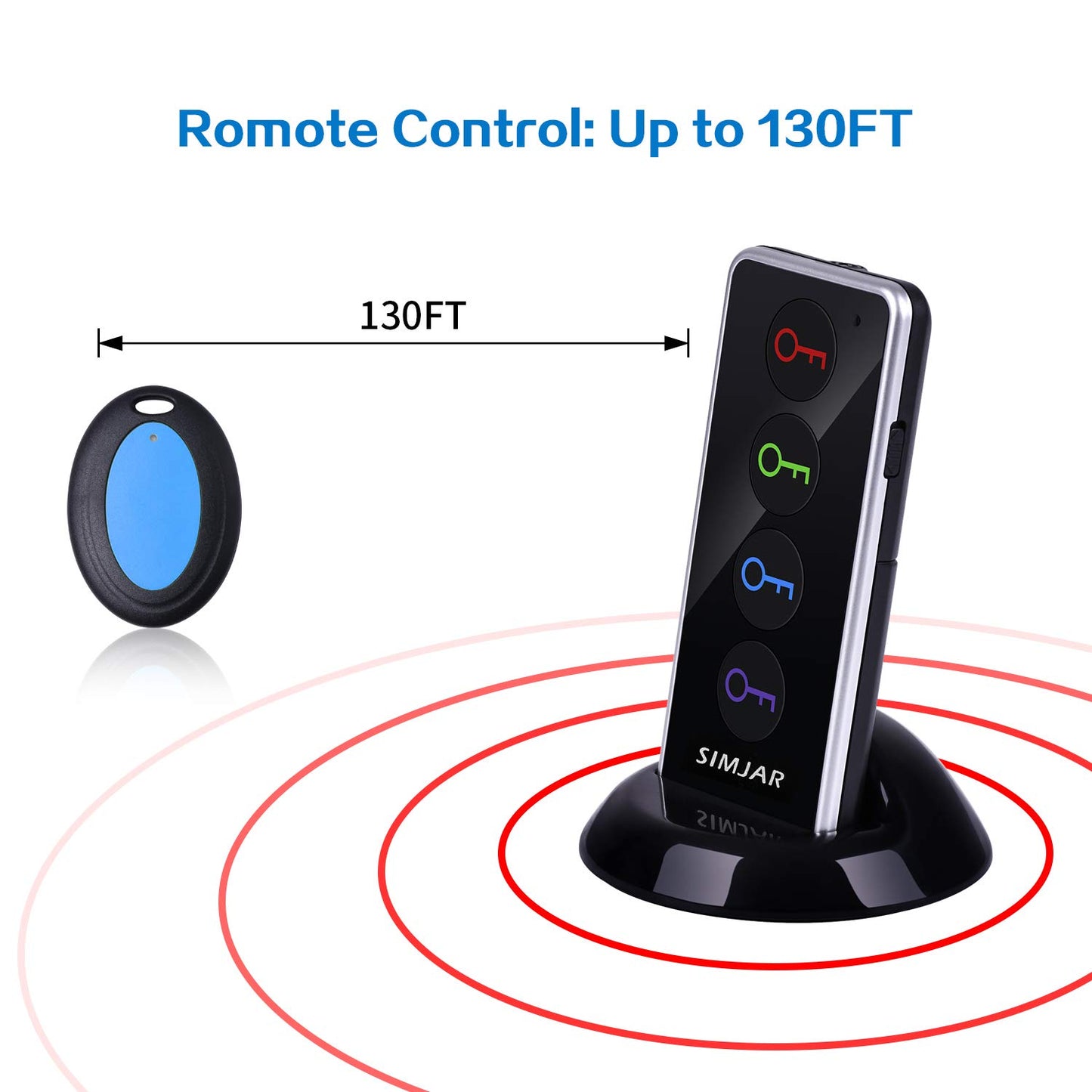 Smart Remote Wireless Key Finder with LED Flashlight, 1 RF Transmitter and 4 Receivers