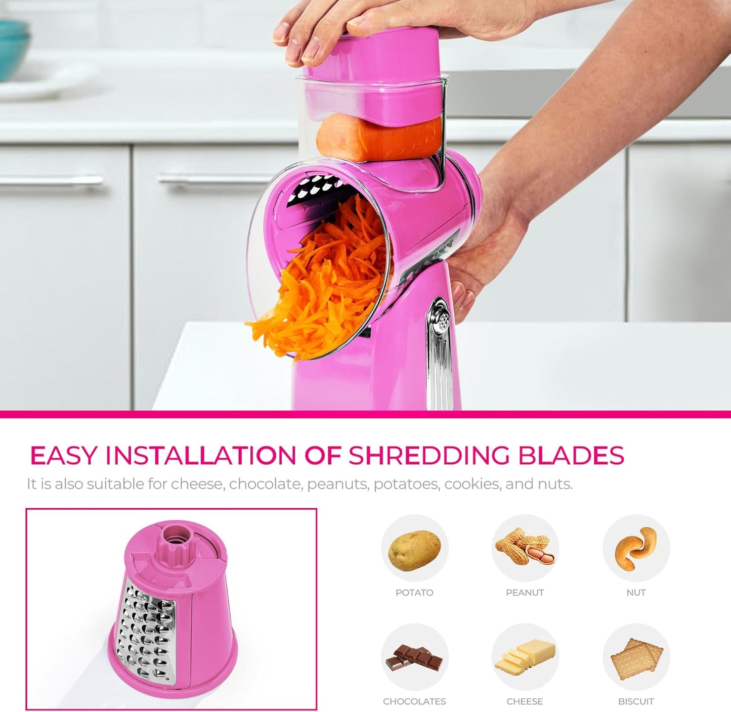 5-in-1 Rotary Vegetable Slicer & Shredder Machine