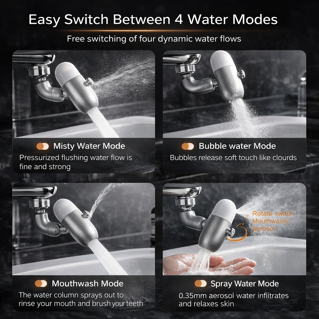 Adjustable Four-Water Fountain Rotating Water Faucet