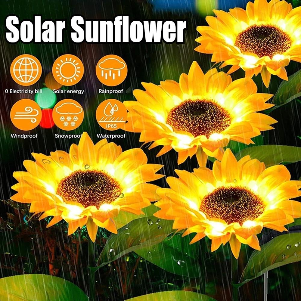 Waterproof Solar Sunflower Garden Lights (Pack Of 2)