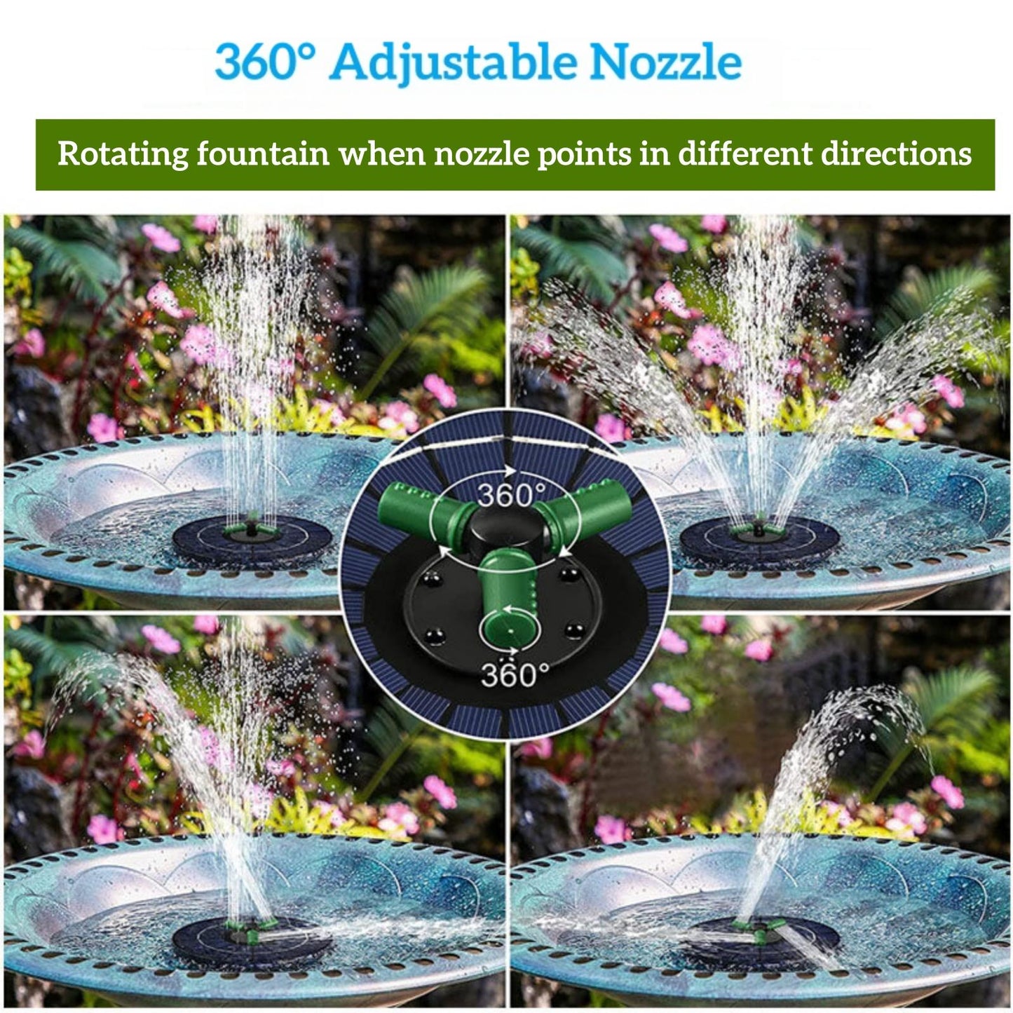 Portable Solar Pool Rotating Fountain With Light