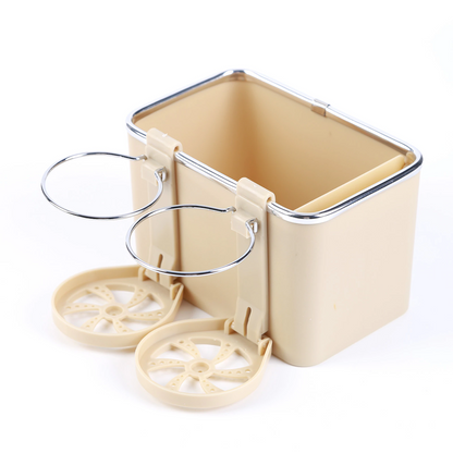 Car Storage Box with 2 Foldable Cup Holders