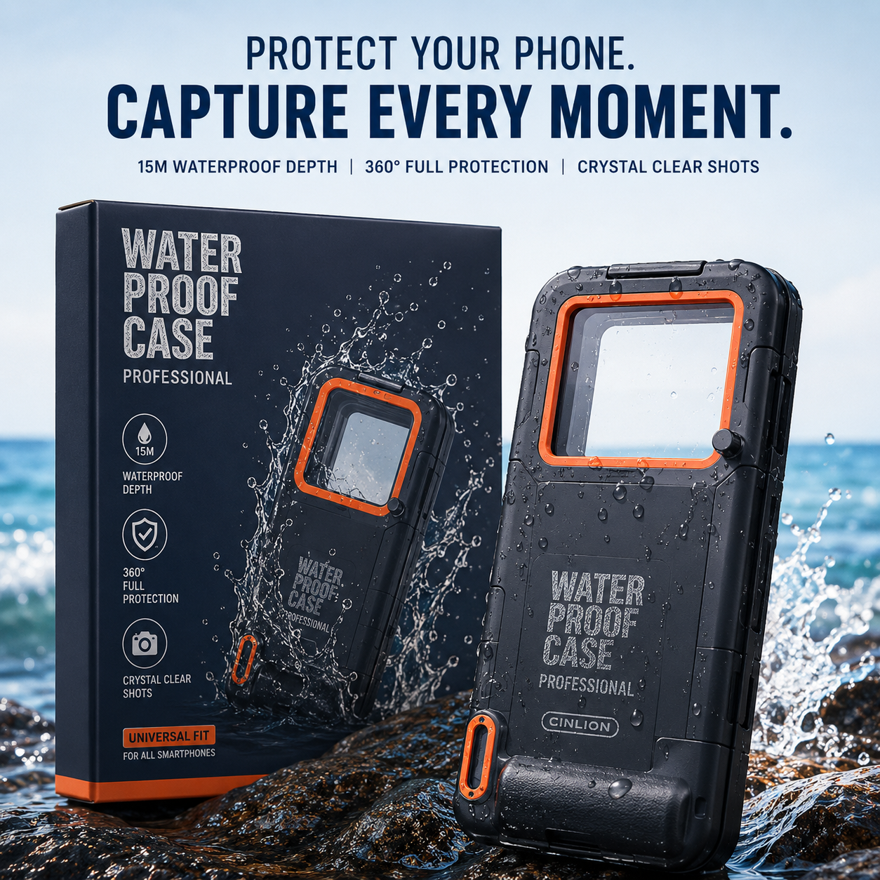 Universal Waterproof Mobile Case for Diving & Swimming