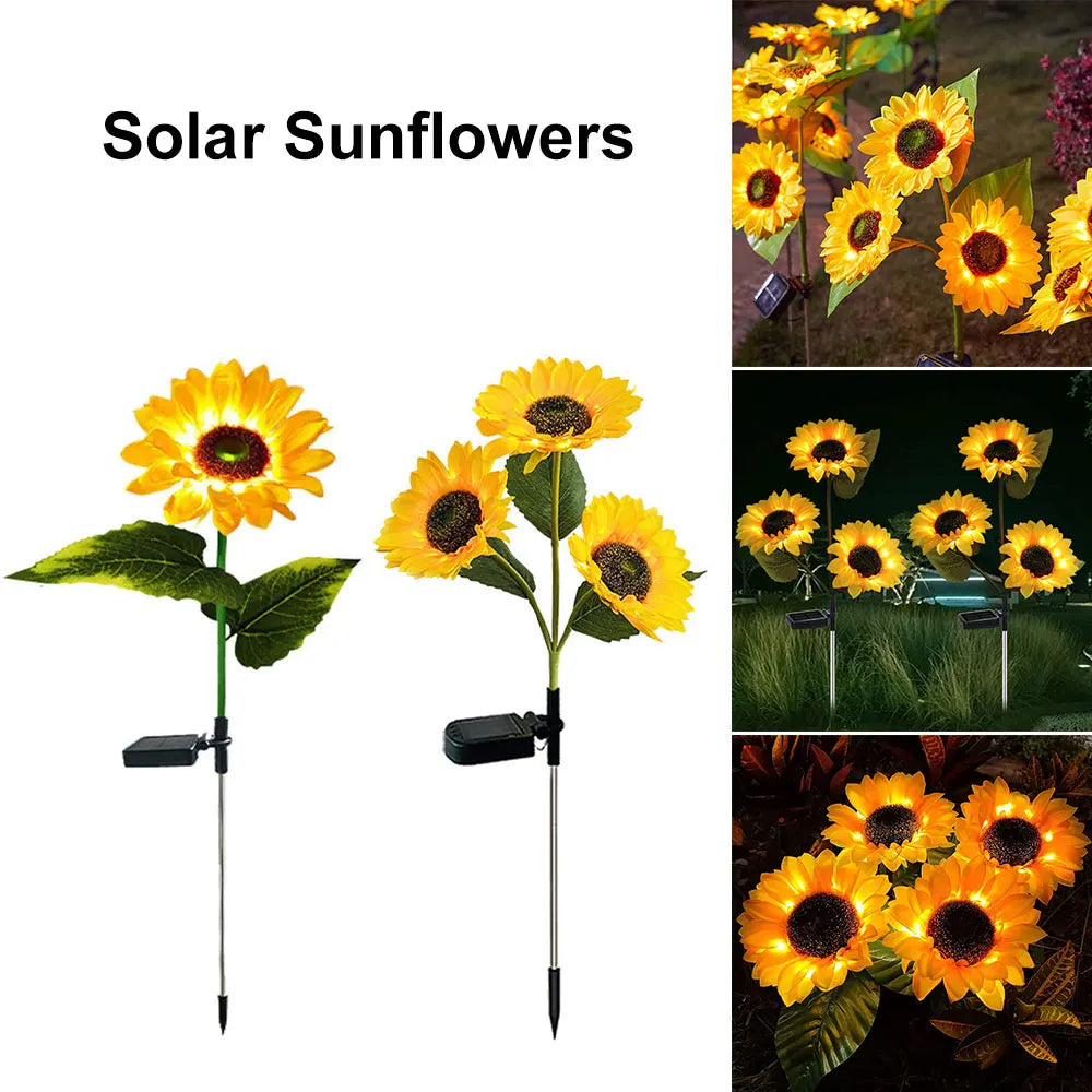 Waterproof Solar Sunflower Garden Lights (Pack Of 2)