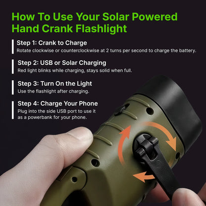 Solar Hand Crank Flashlight And Power Bank