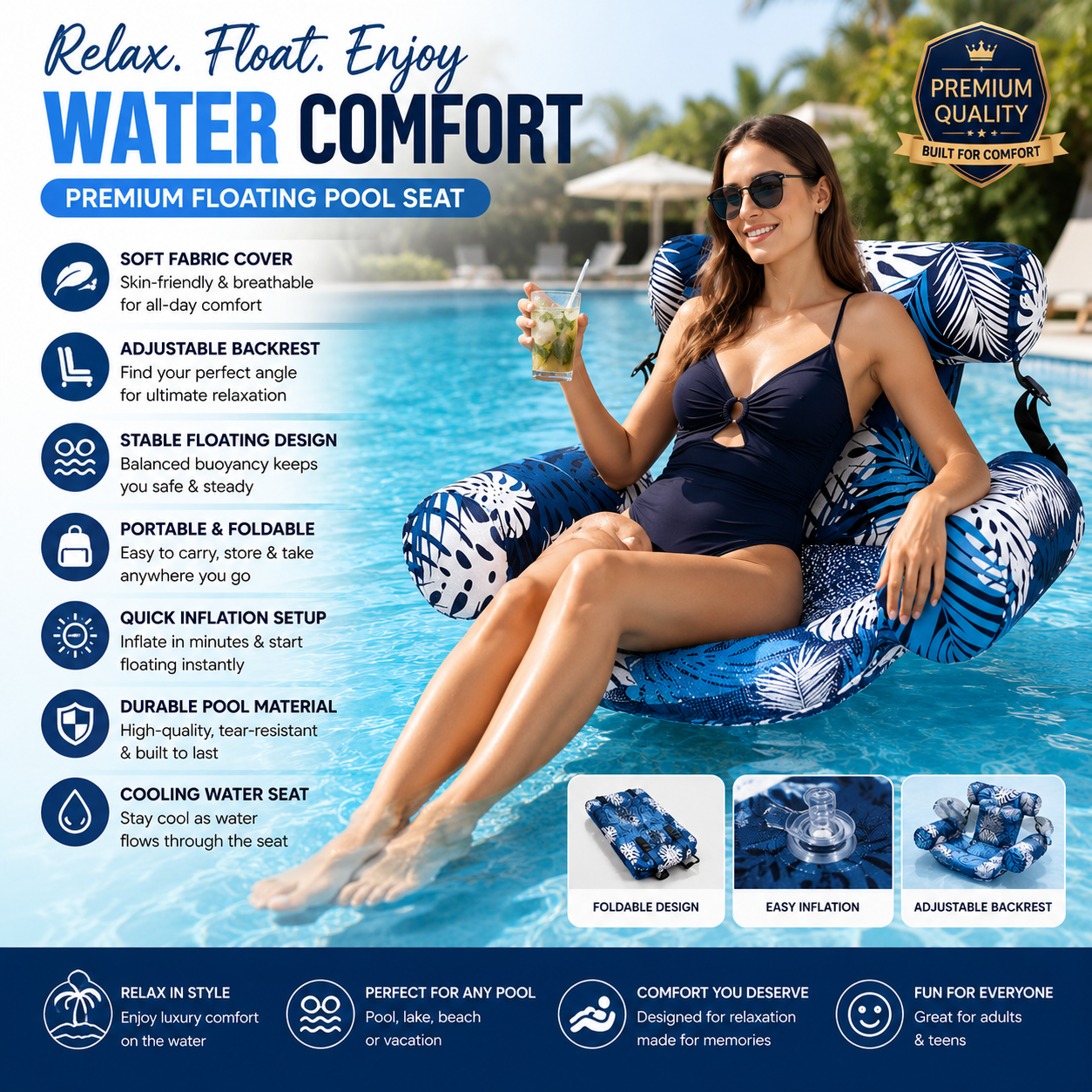 Floating Inflatable Swimming Pool Chair