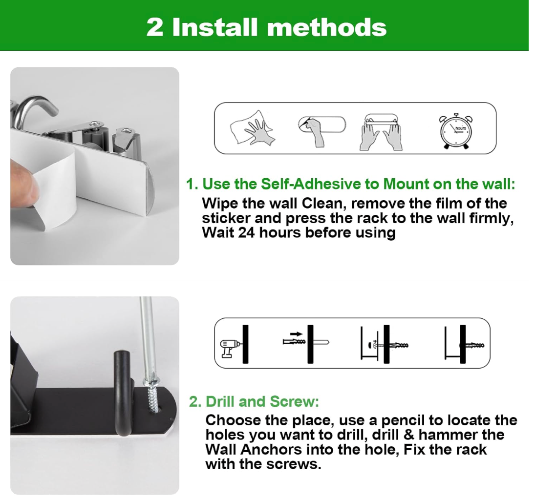 Wall Mounted Stainless Steel Mop Broom Holder