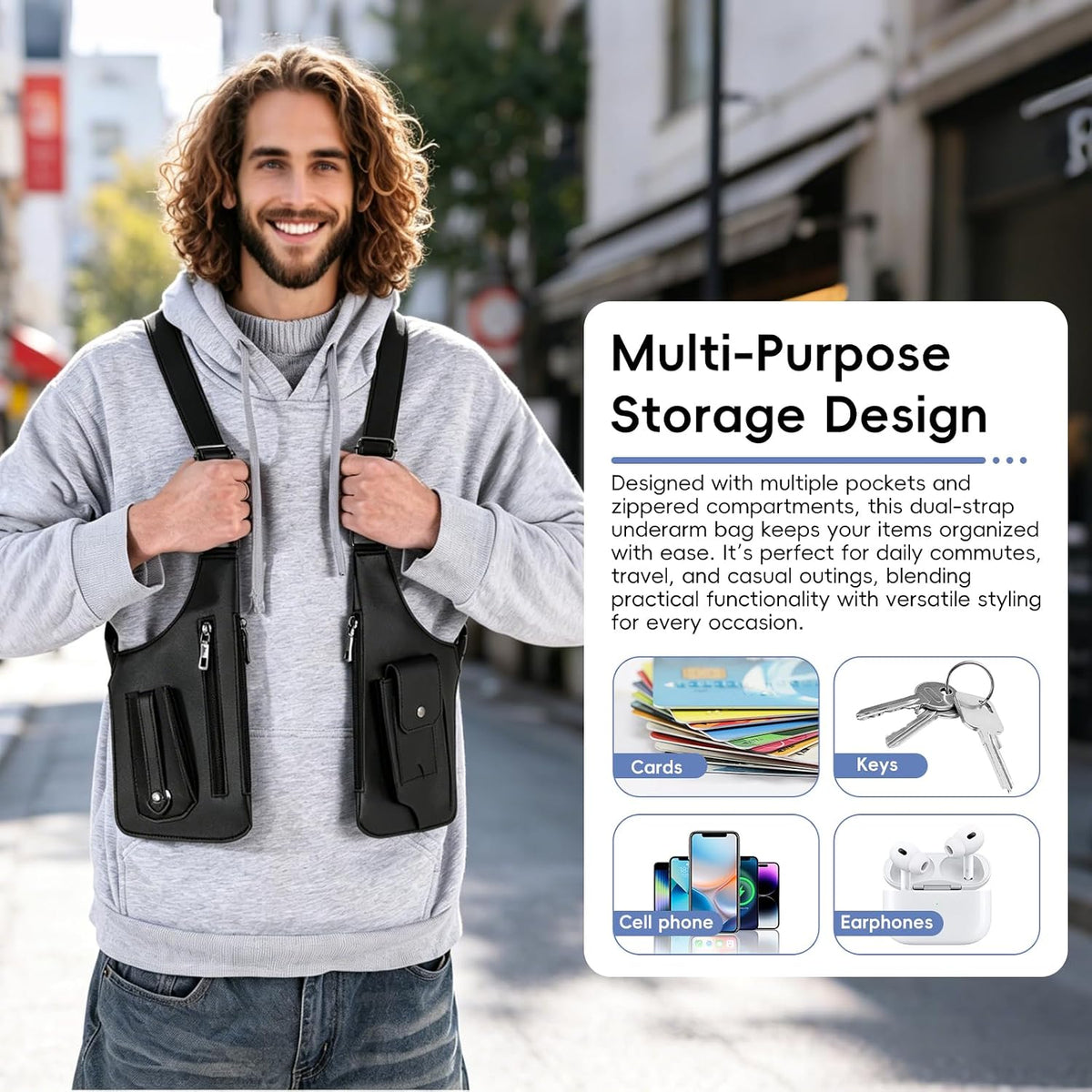 Multifunctional Underarm Satchel Zipper Bag