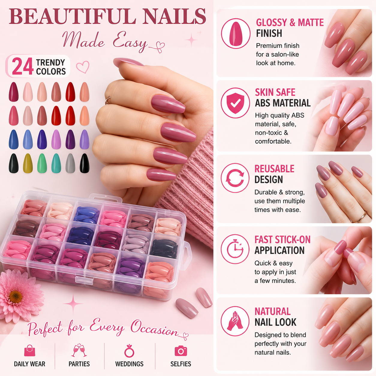 Artificial Nails Pack of 576 Nails