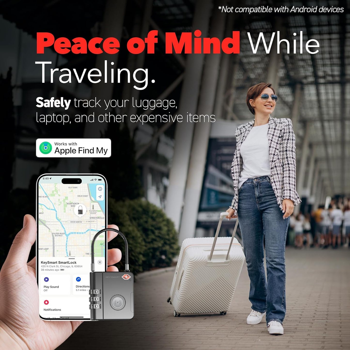 TSA Lock for Anti-lost Luggage Backpack With iOS Location Tracker
