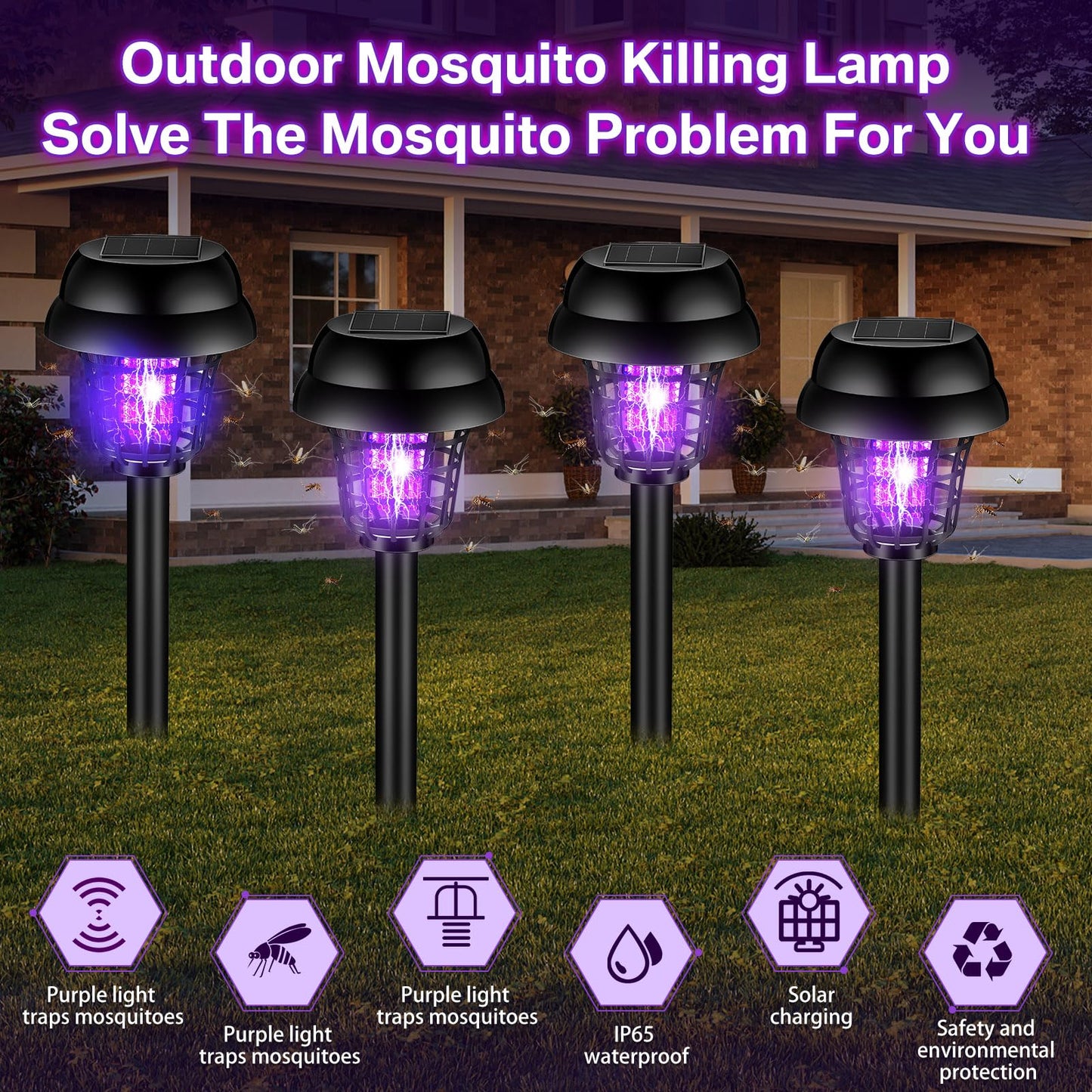 Solar Bug Zapper Waterproof Mosquito Killer Light