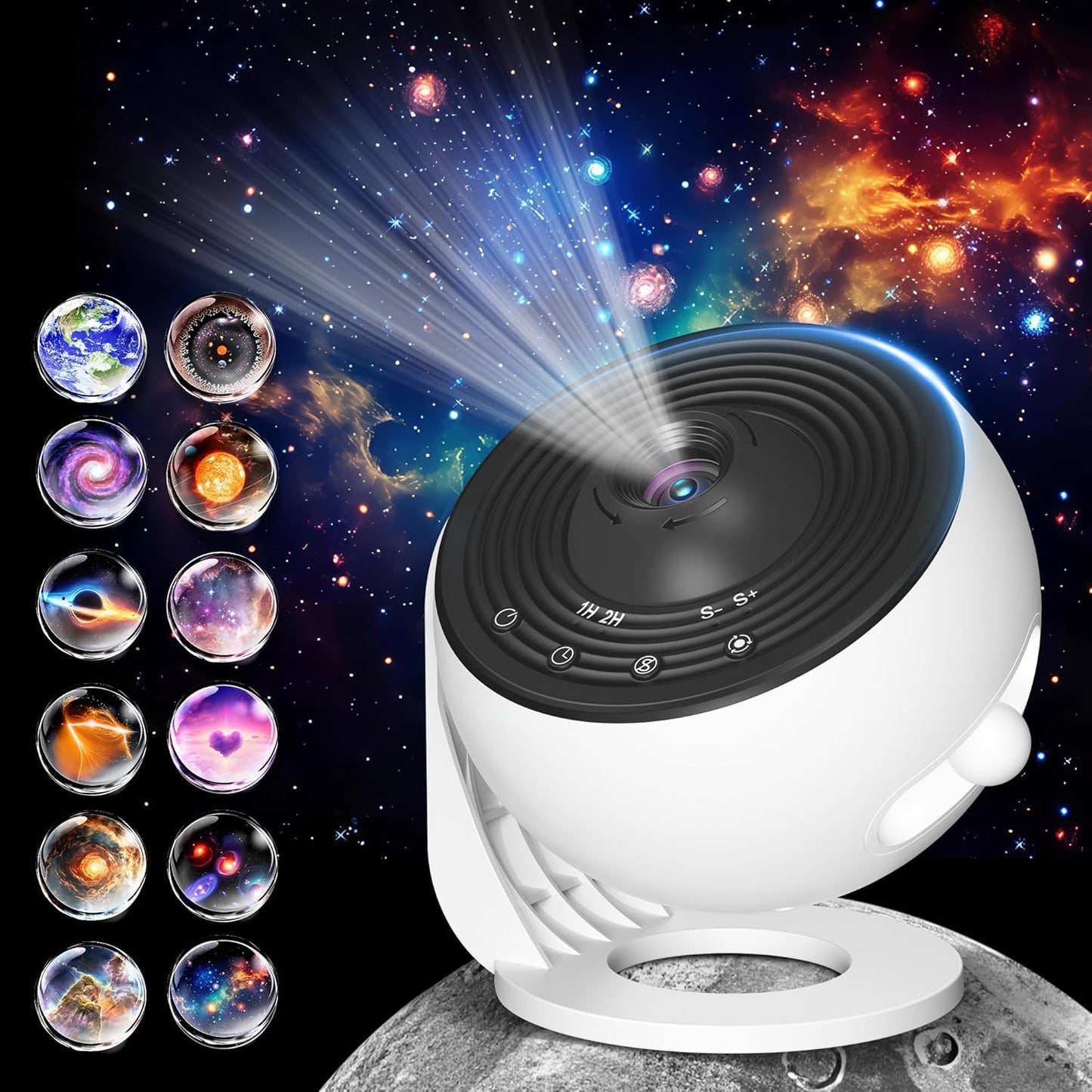 Galaxy Night Light Projector – 13 Film Modes with 360° Rotation