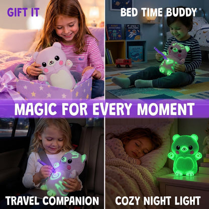 UV Light-Drawing Plush Animal Toy with Magical Pen