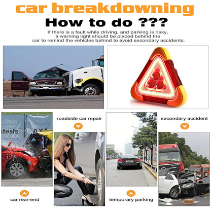 Solar LED Emergency Triangle – Safety Light for Vehicles