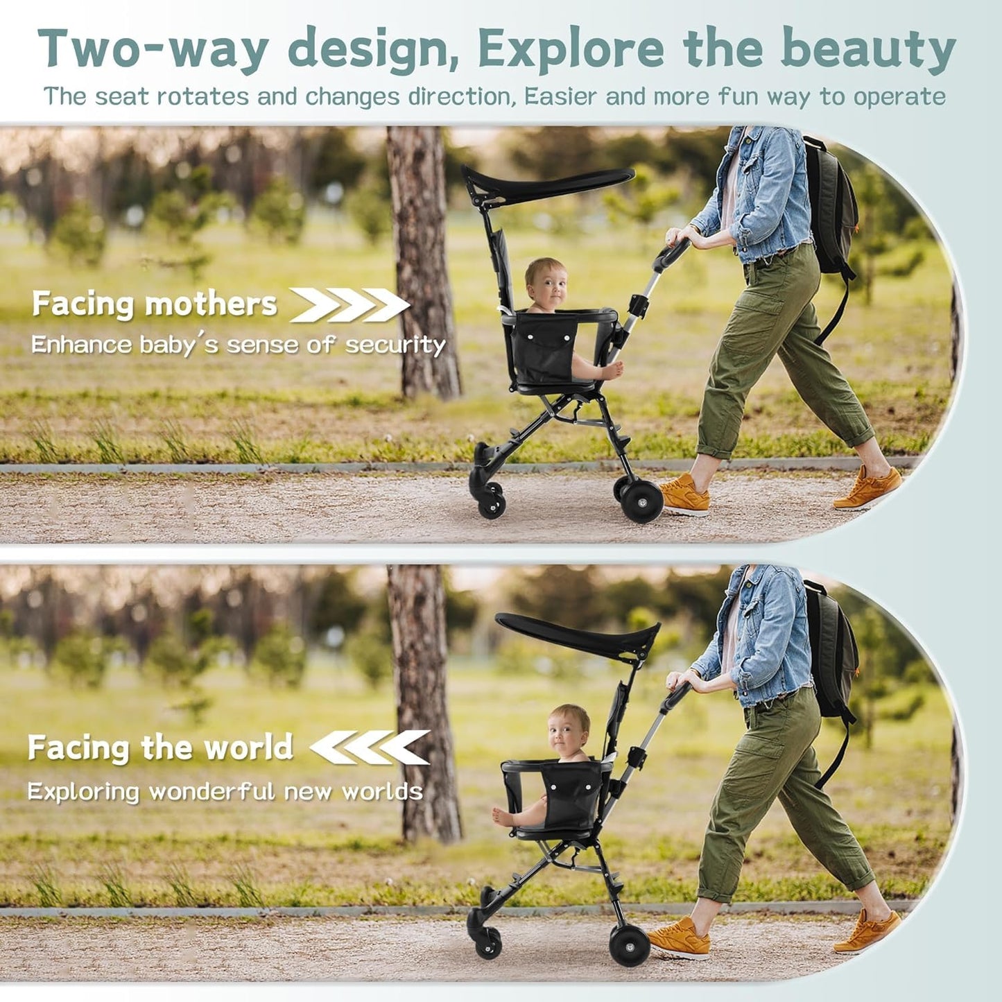Lightweight Foldable Baby Stroller – Compact, Travel-Friendly, with Recline & Large Storage