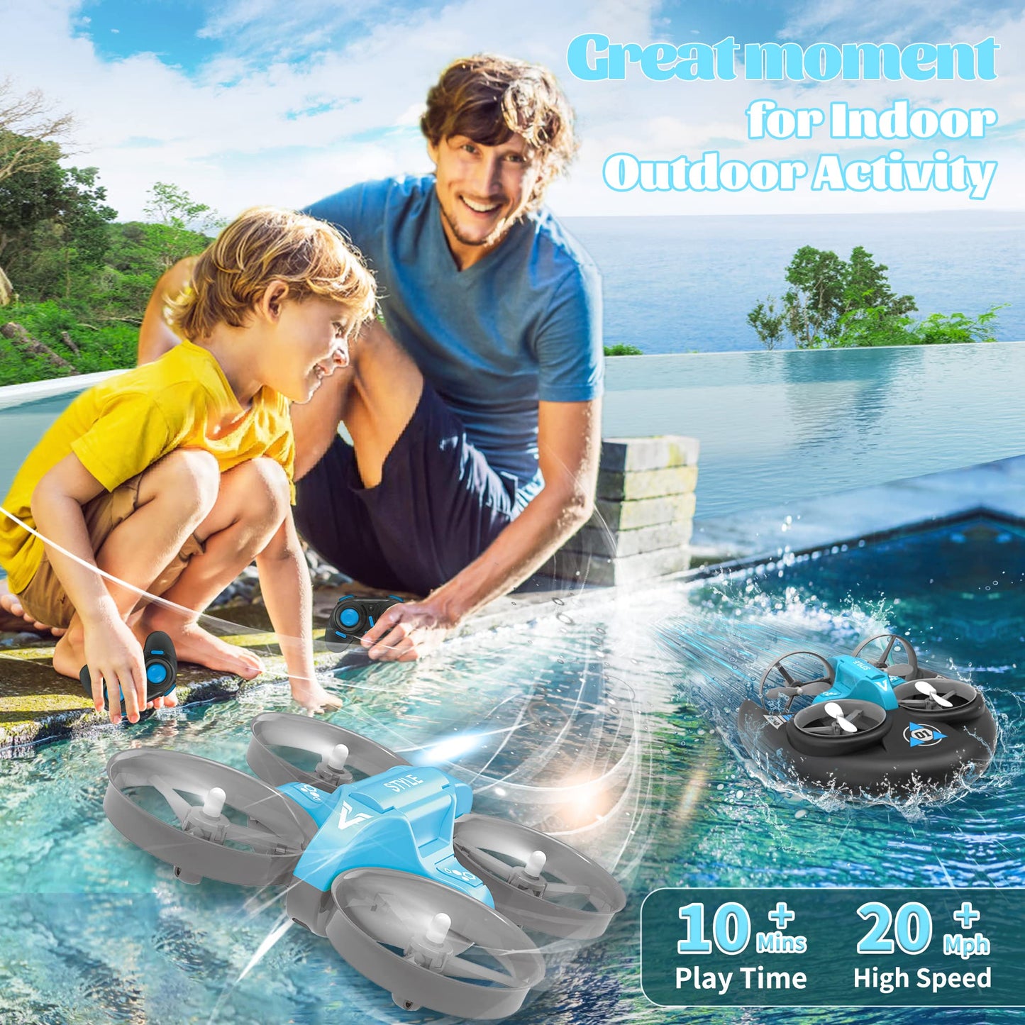 3-in-1 Remote Control Hovercraft Boat | Car | Plane with Multiple Modes