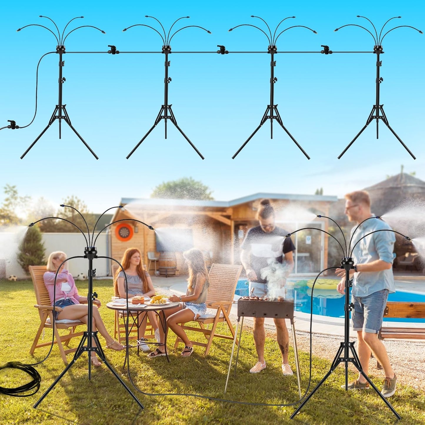 Portable Outdoor Cooling Misting Tripod Stand (Adjustable Height)
