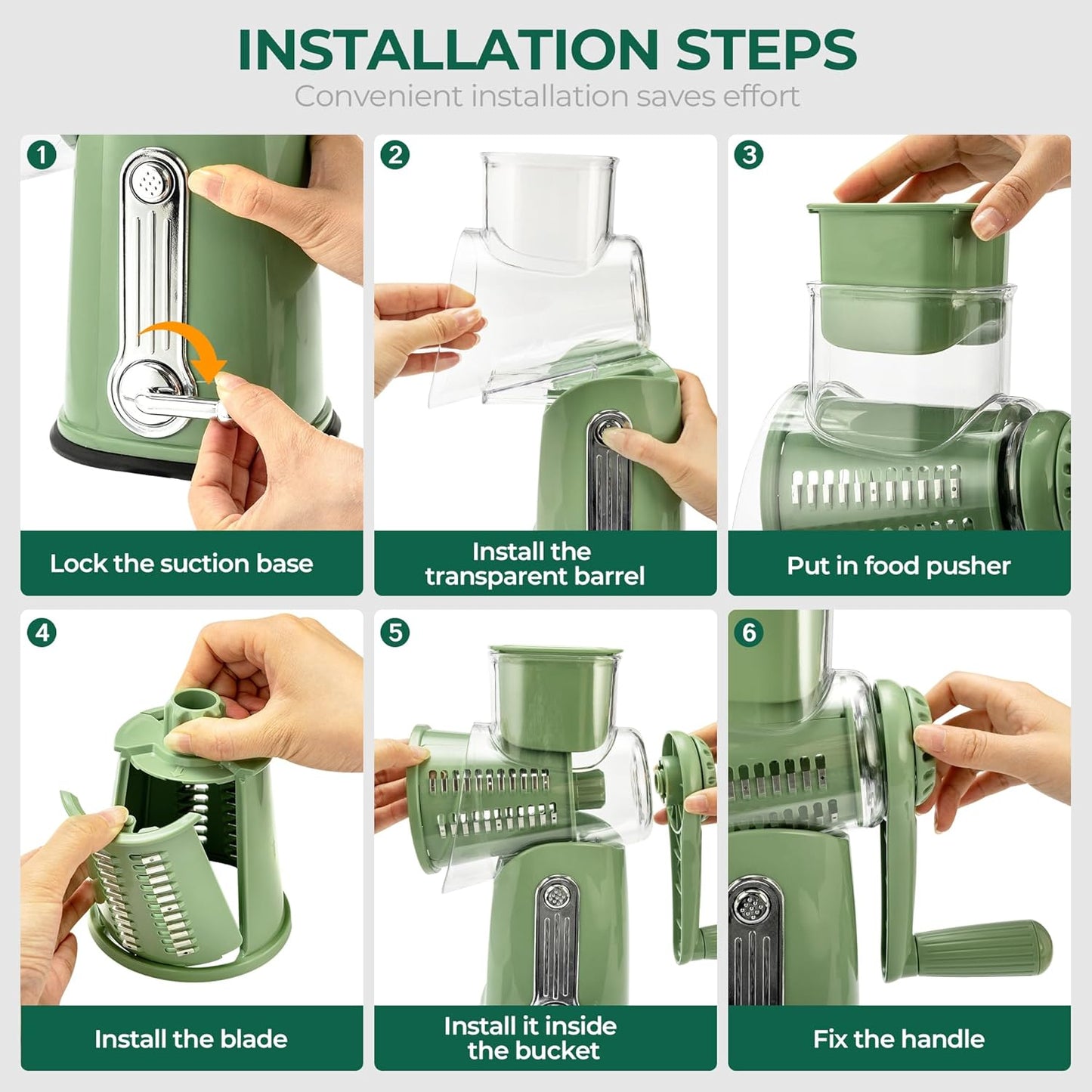 5-in-1 Rotary Vegetable Slicer & Shredder Machine