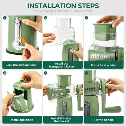 5-in-1 Rotary Vegetable Slicer & Shredder Machine