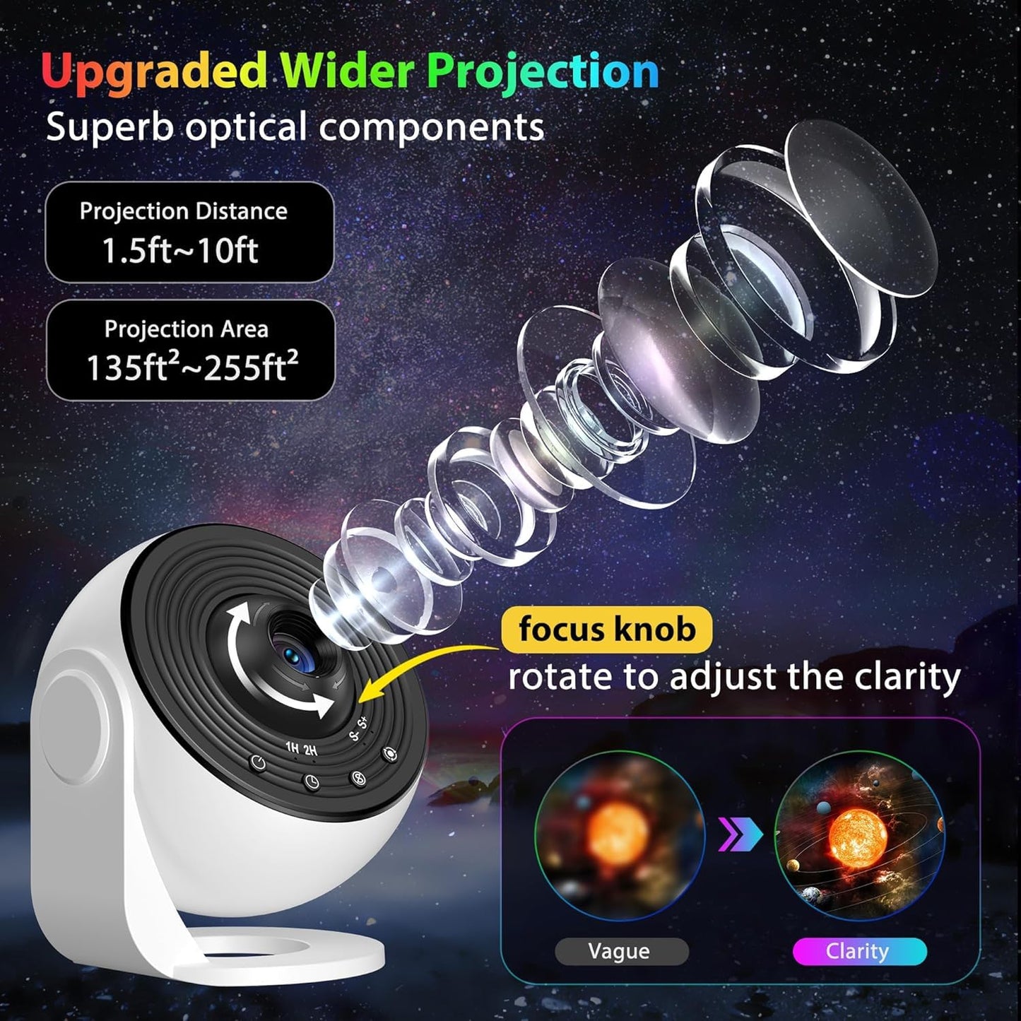 Galaxy Night Light Projector – 13 Film Modes with 360° Rotation