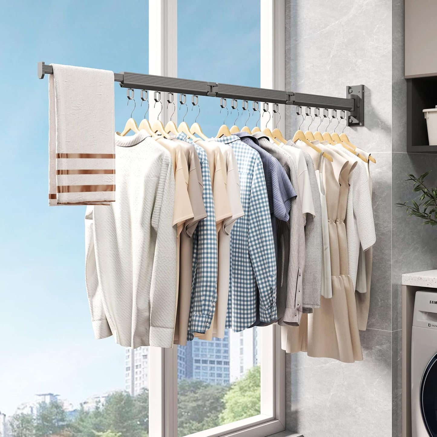Wall Mounted Retractable Drying Rack