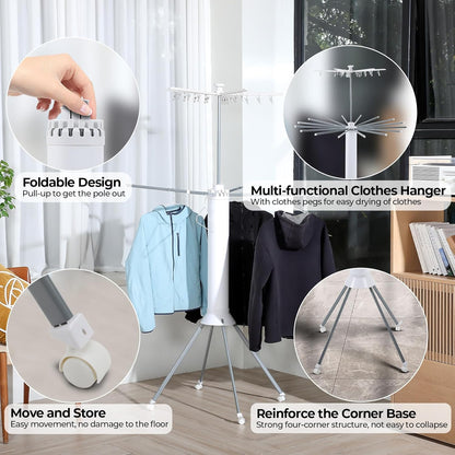 Multifunctional Foldable Rotary Clothes Drying Rack Stand