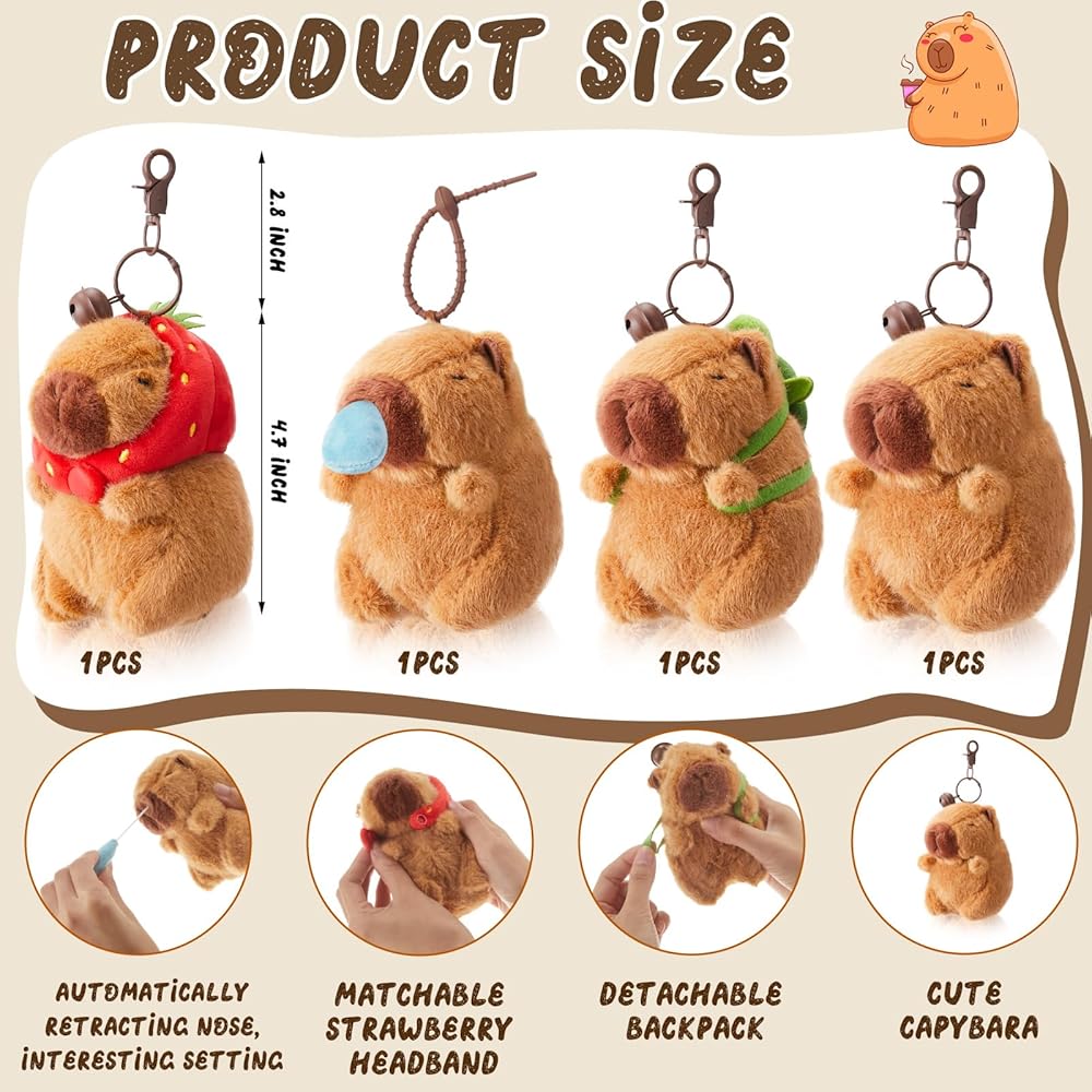 PupTales™  Capybara Plush Keychain Toy